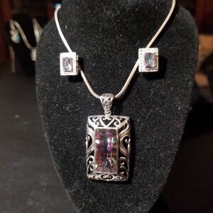 Mystic Topaz Pendent and Earrings